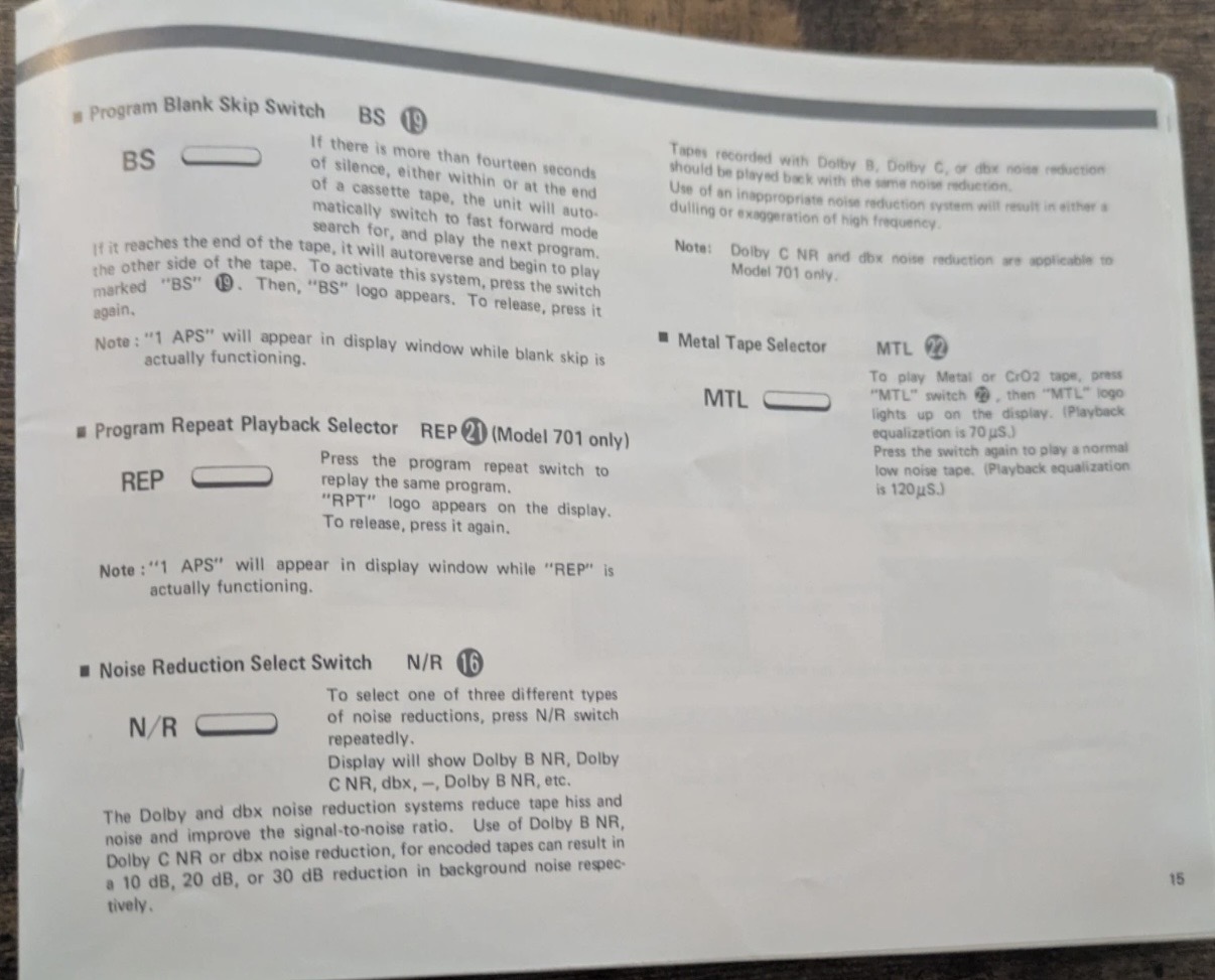 Marantz 701 user manual page 15